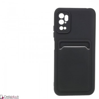 Švelnus guminis dėklas su kišenėle - juodas (Xiaomi Poco M3 Pro/Redmi Note 10 5G)